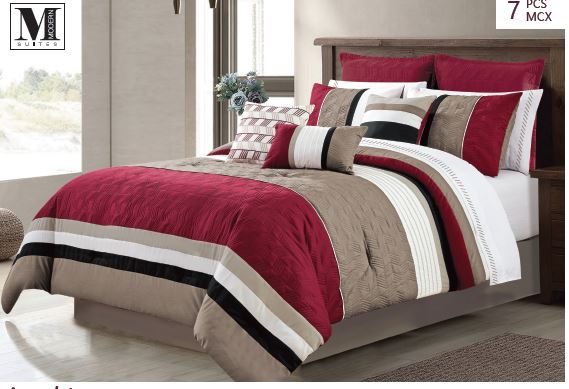 Ensemble de douillette Madison rouge, beige et blanc