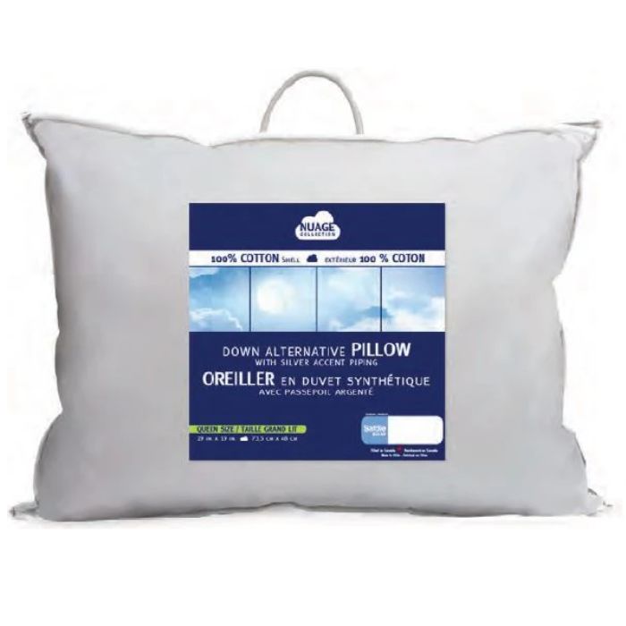 Oreiller 19 po x 29 po duvet synthétique enveloppe 100% coton
