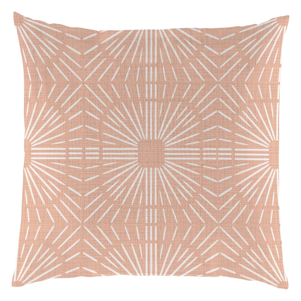 Coussin extérieur réversible 18 po x 18 po géométrique pêche