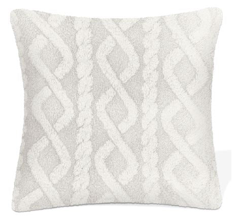 Coussin en sherpa 17 po x 17 po effet de câbles blanc cassé