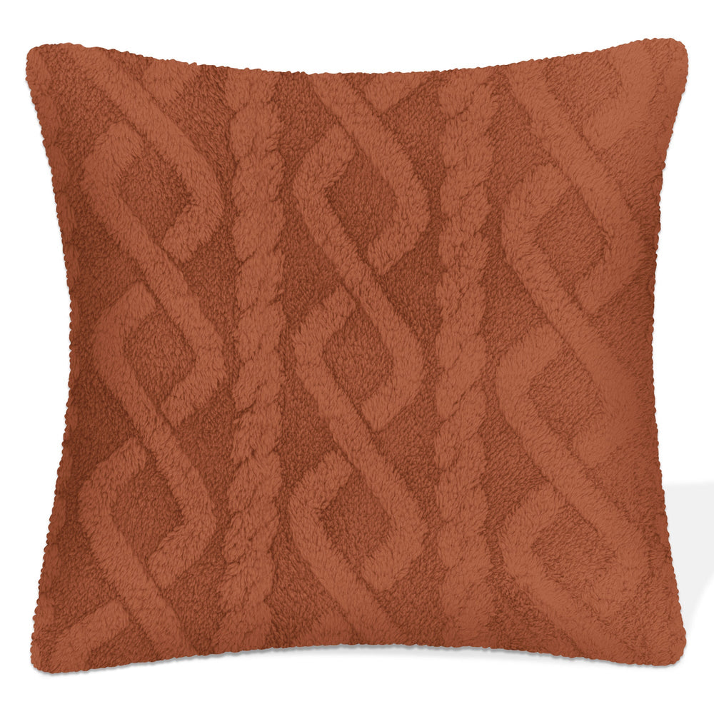 Coussin en sherpa 17 po x 17 po effet de câbles marmelade orange