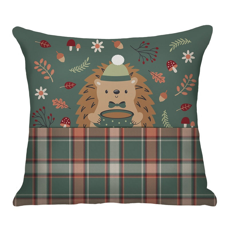Coussin 17 po x 17 po imprimé hérisson avec pochette en avant