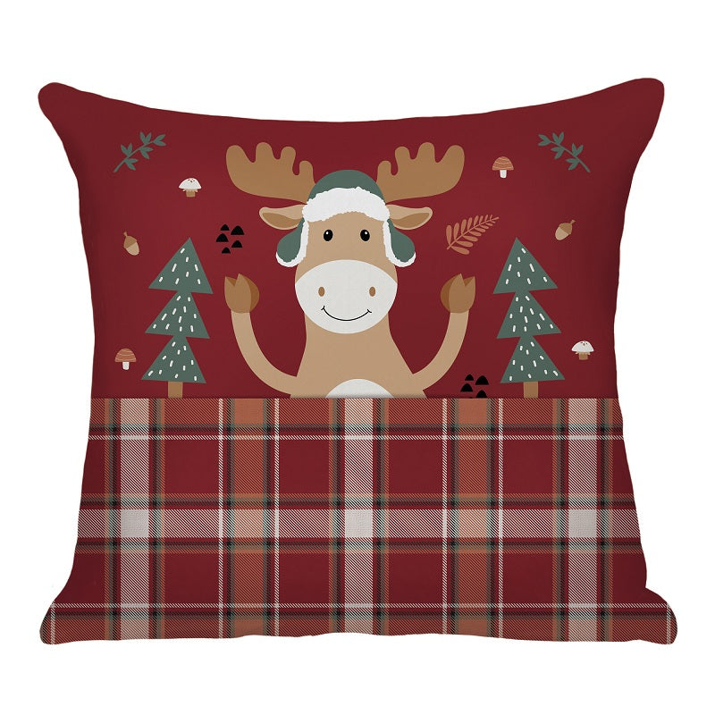 Coussin 17 po x 17 po imprimé orignal avec pochette en avant