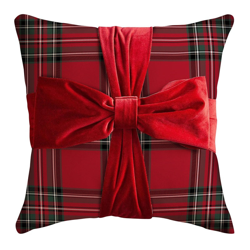Coussin en velours 3D 17 po x 17 po cadeau carrelé rouge