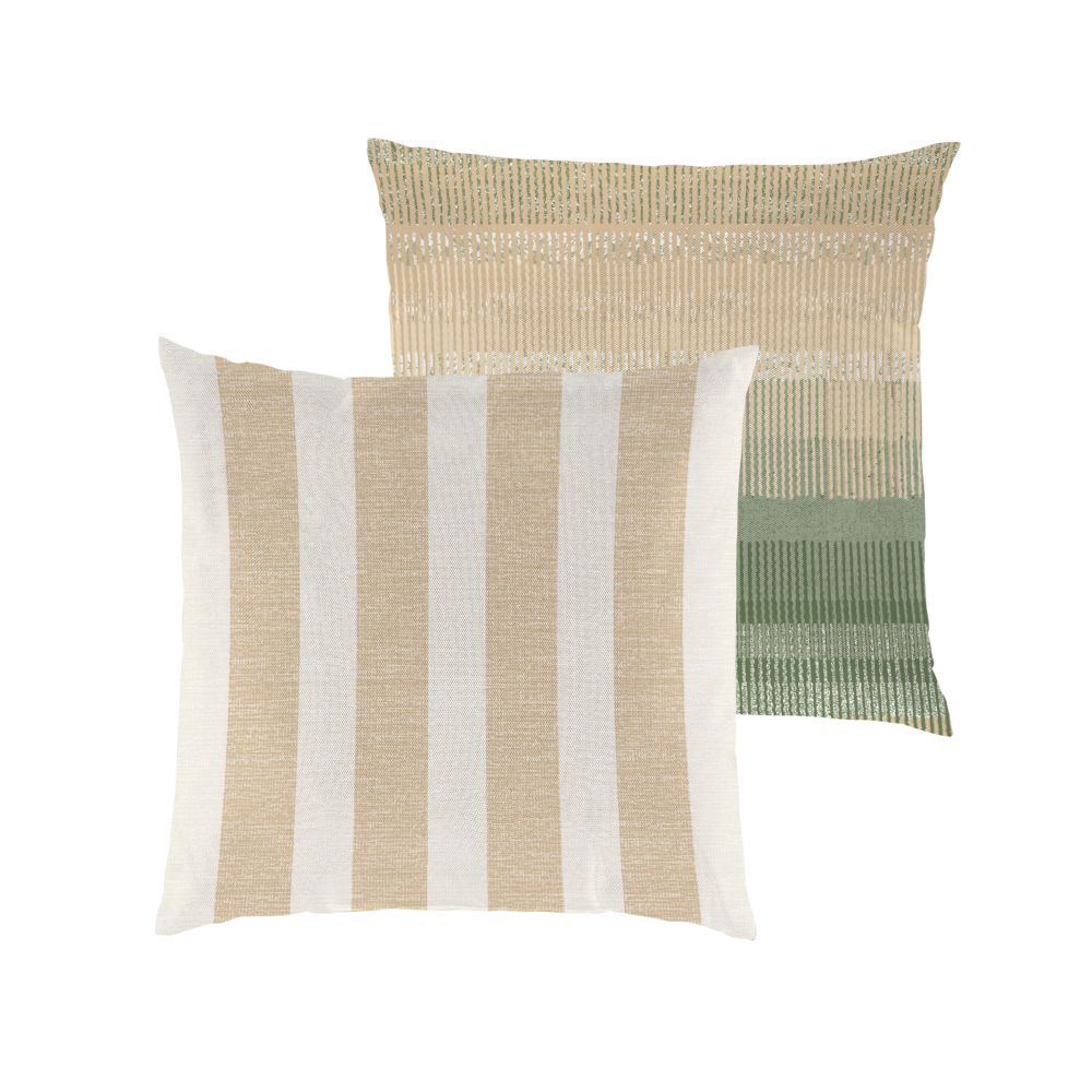 Coussin extérieur réversible 18 po x 18 po rayures naturelles