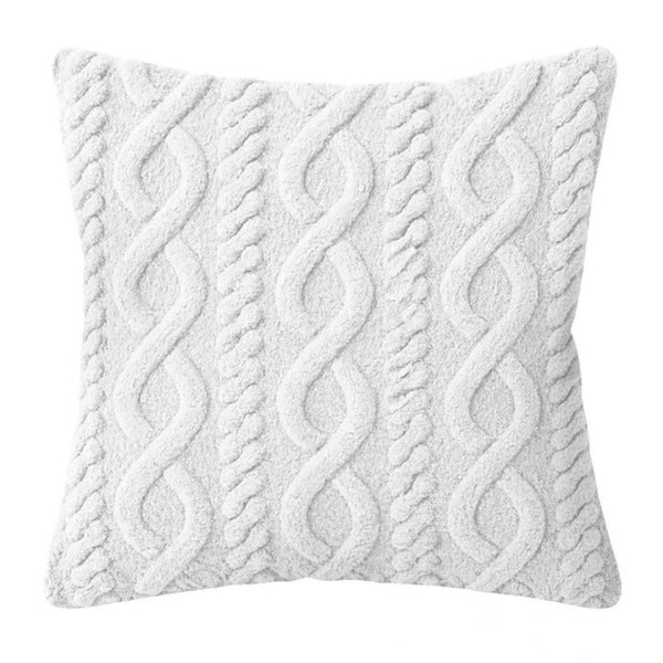 Coussin 17 po x 17 po en sherpa effet câble blanc cassé