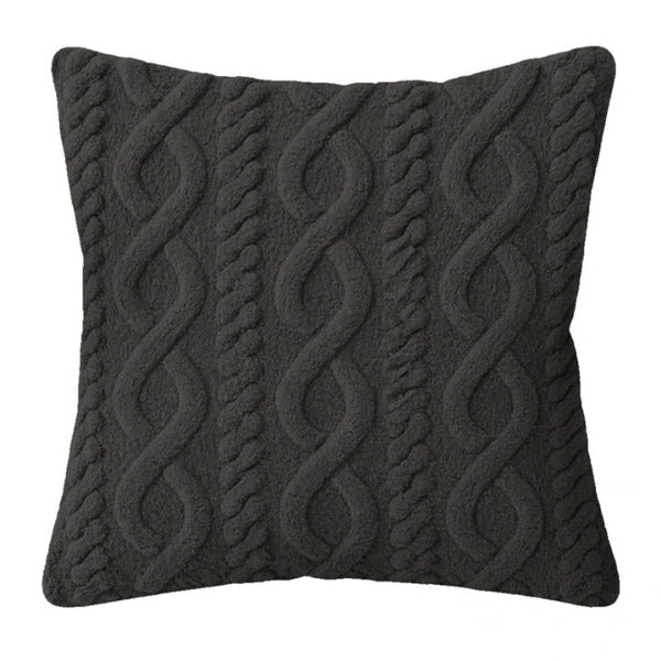 Coussin 17 po x 17 po en sherpa effet câble noir