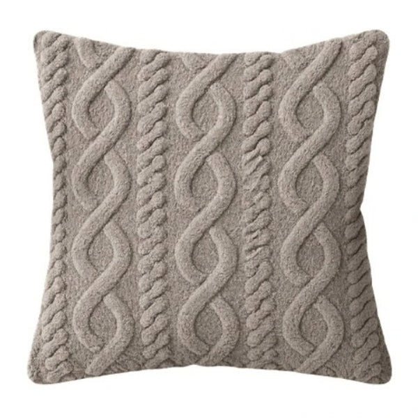Coussin 17 po x 17 po en sherpa effet câble bourgogne