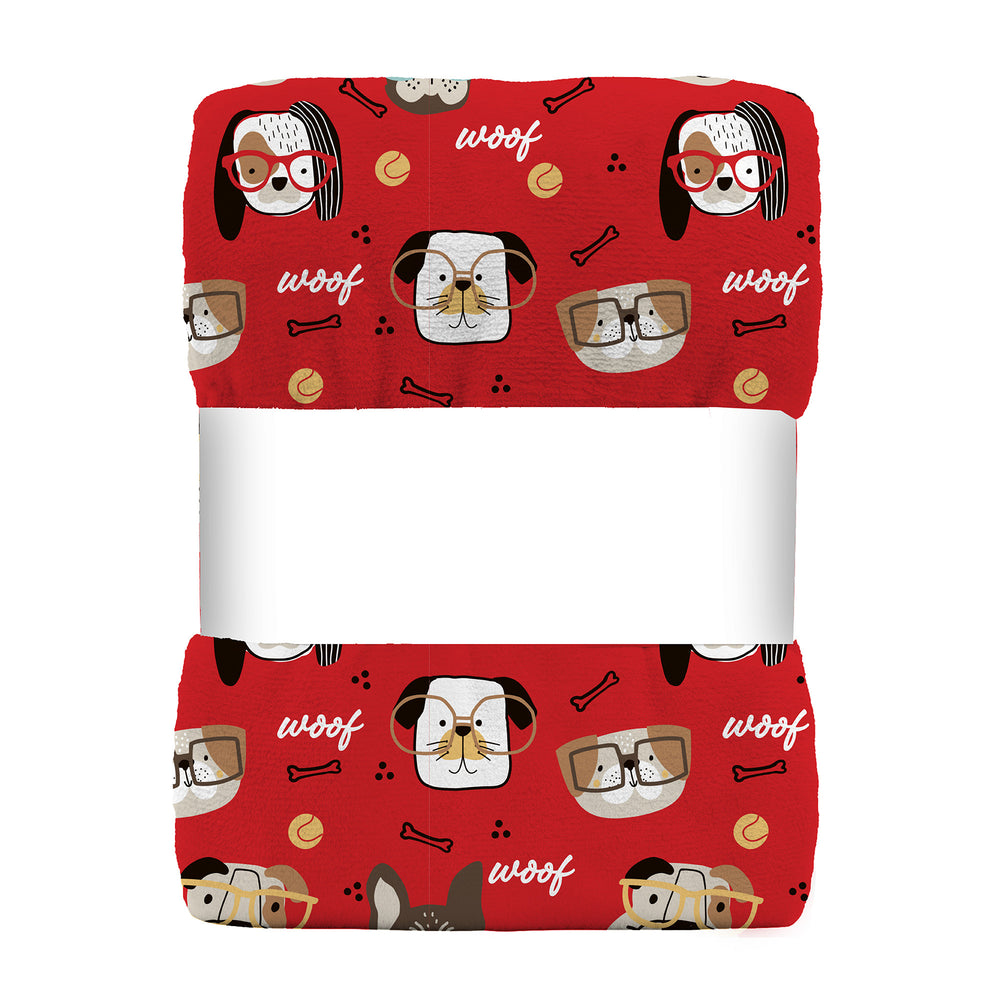Jeté en micropeluche 48 po x 60 po chien rouge