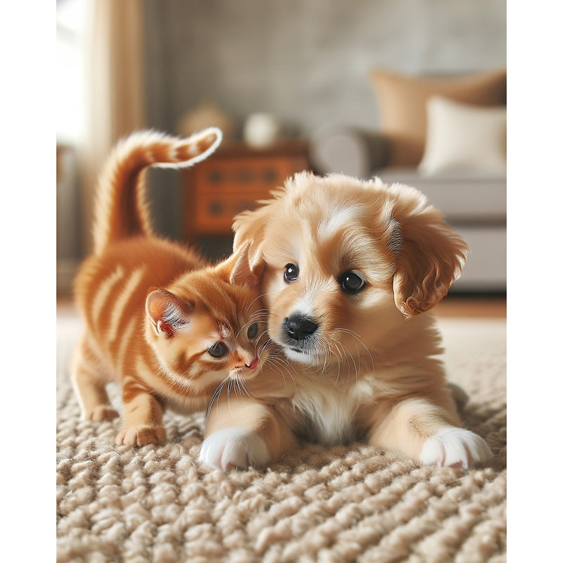 Jeté en microvision 48 po x 60 po chaton et chiot