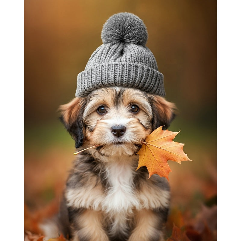 Jeté en microvision 48 po x 60 po chiot avec tuque