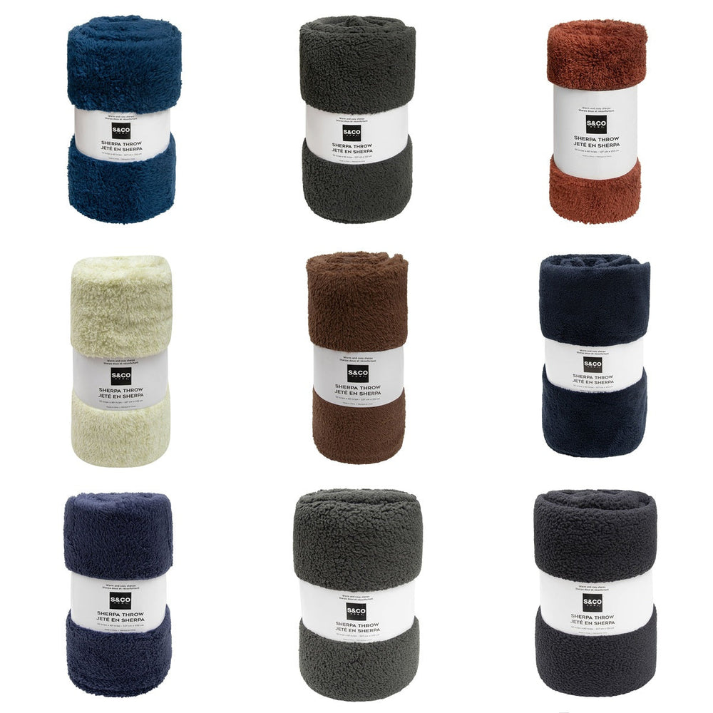 Jeté 50 po x 60 po en sherpa de couleur unie