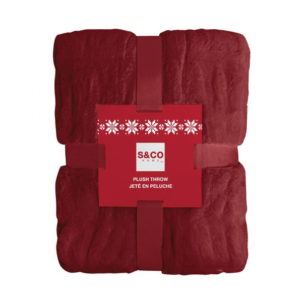 Jeté en fausse fourrure 48 po x 60 po rouge