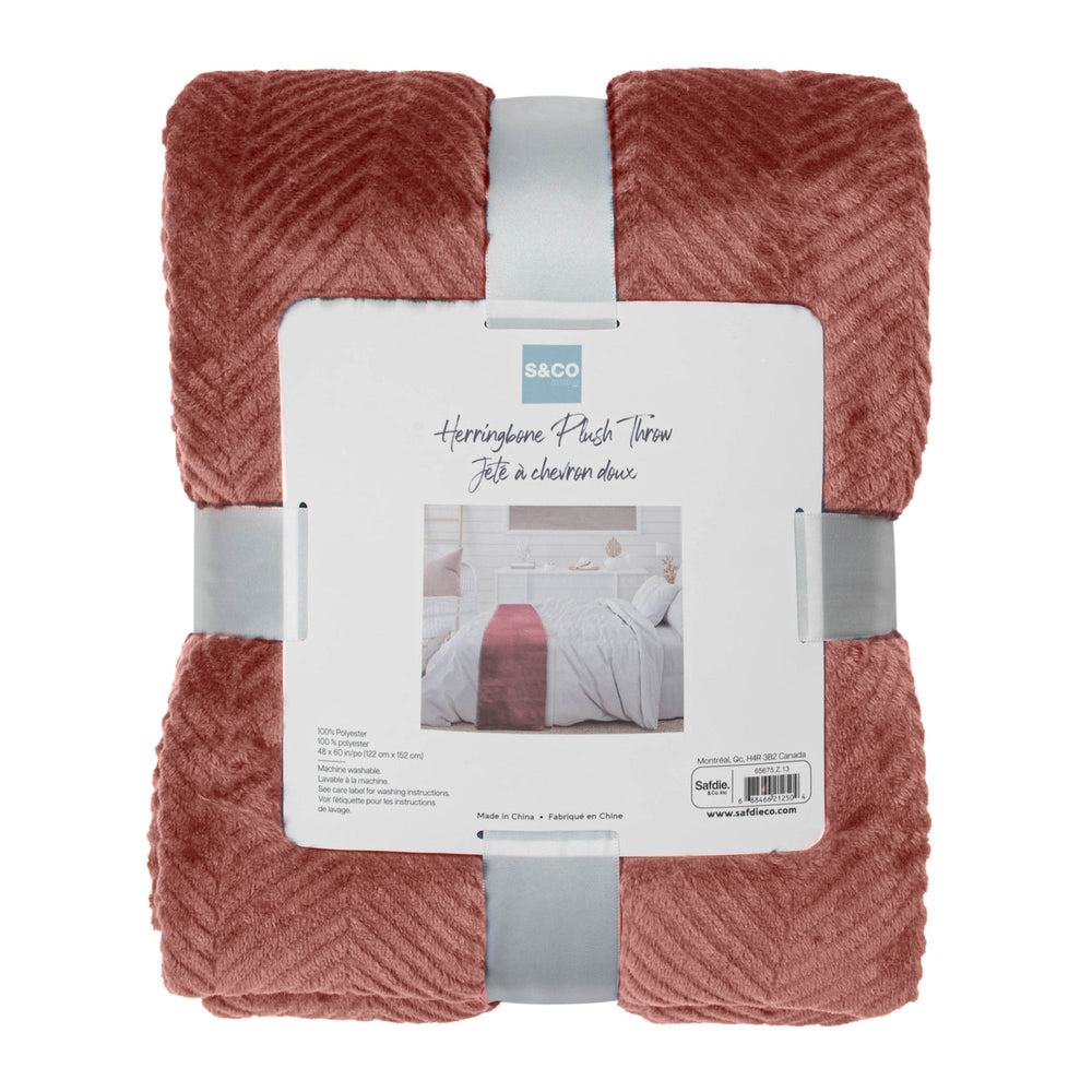 Jeté 48 po x 60 po chevrons rouge merlot
