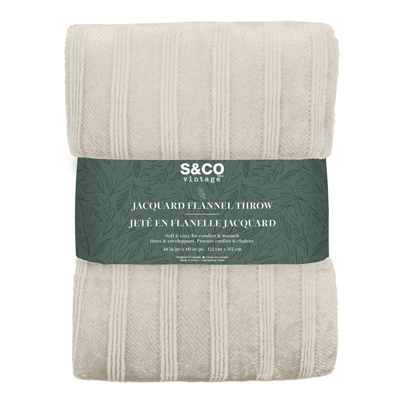 Jeté en flanelle jacquard 48 po x 60 po rayures fines taupe