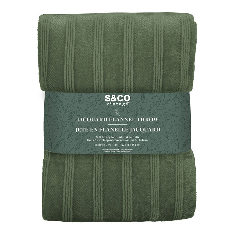 Jeté en flanelle jacquard 48 po x 60 po rayures fines vert forêt