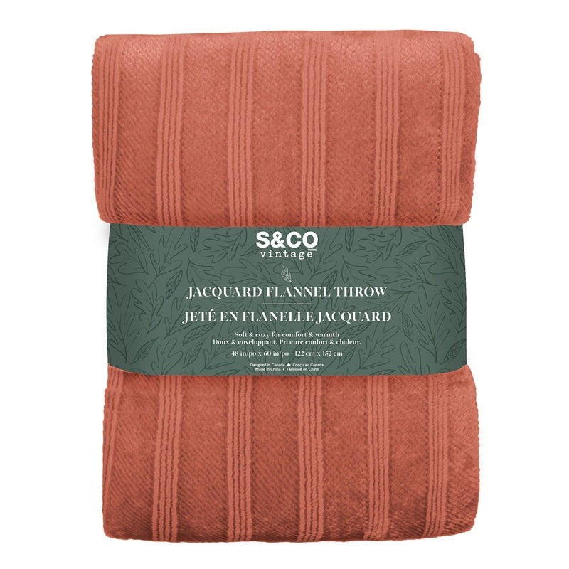 Jeté en flanelle jacquard 48 po x 60 po rayures fines gingembre orange