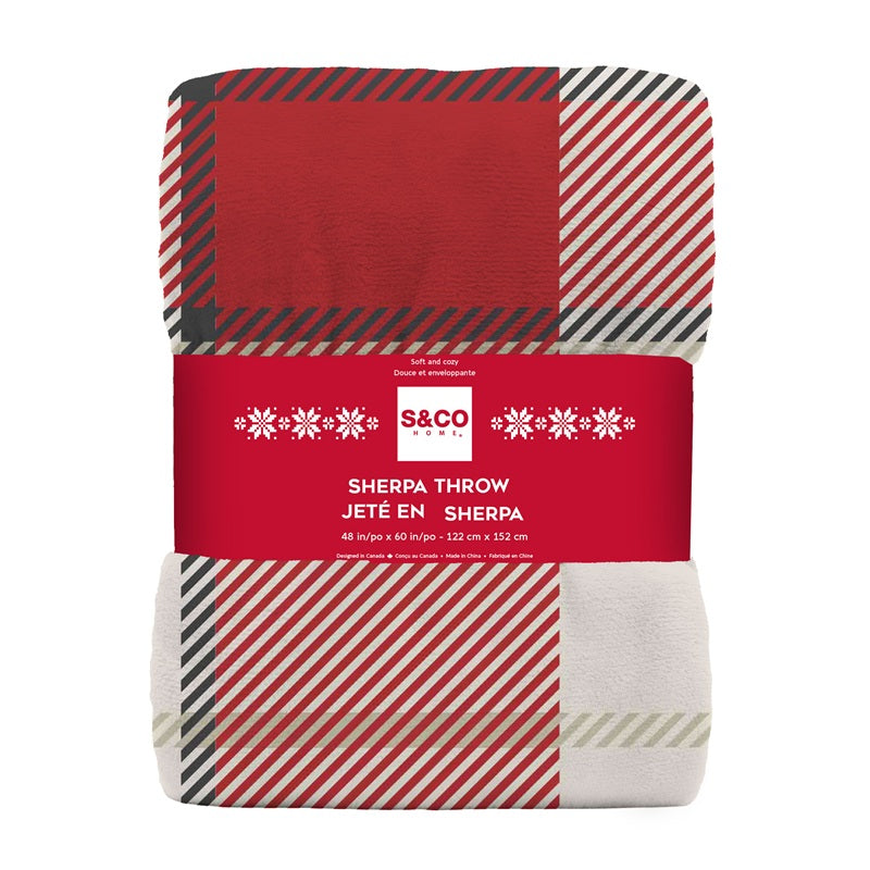 Jeté en sherpa 48 po x 60 po carreaux rouges
