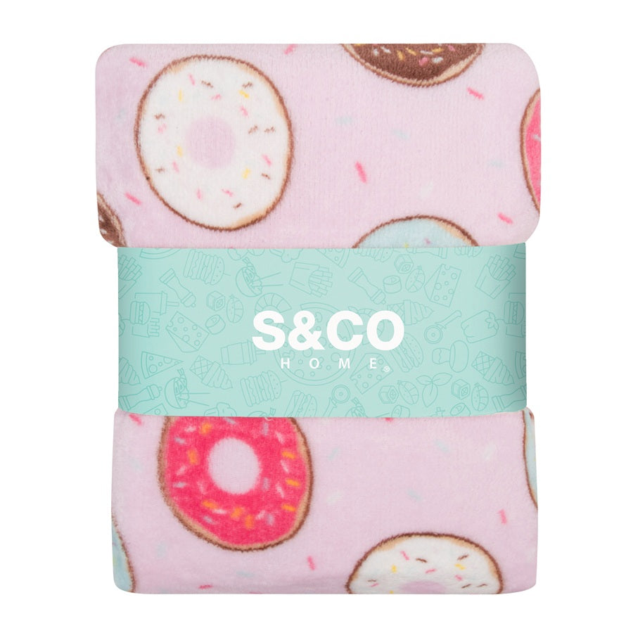 Jeté en peluche 48 po x 60 po avec motifs de beignes