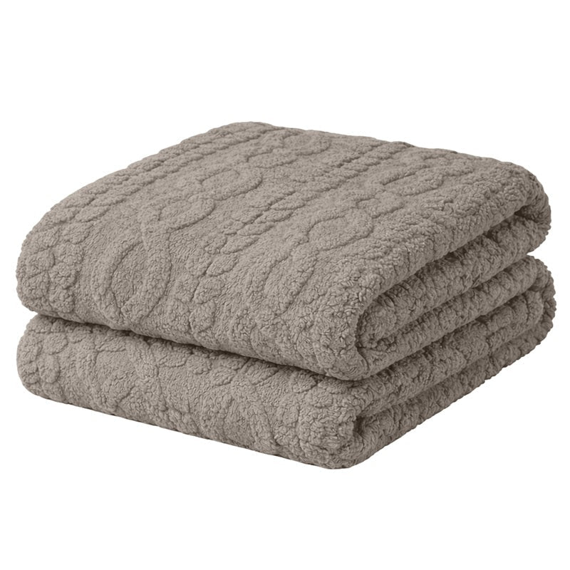 Jeté 60 po x 80 po en sherpa jacquard taupe