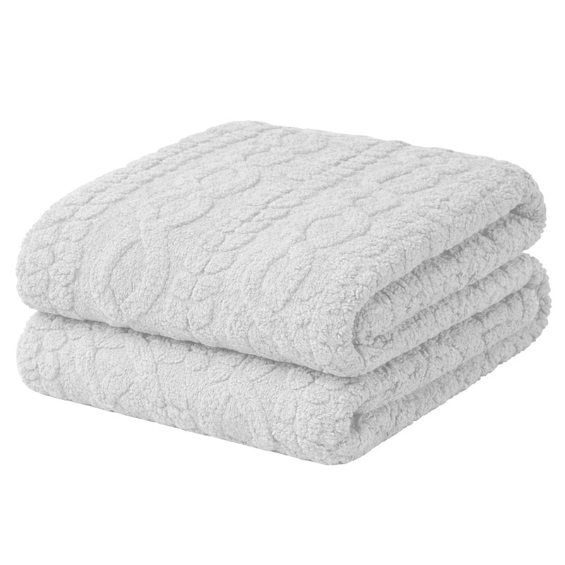 Jeté 60 po x 80 po en sherpa jacquard blanc cassé