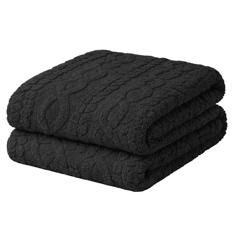 Jeté 60 po x 80 po en sherpa jacquard noir