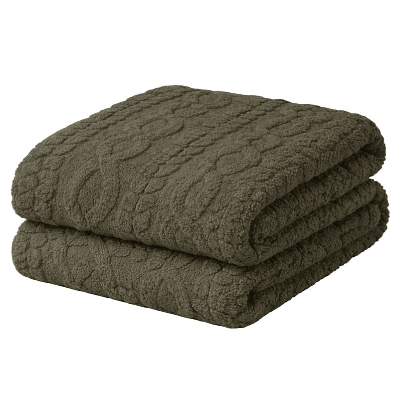 Jeté 60 po x 80 po en sherpa jacquard vert chène