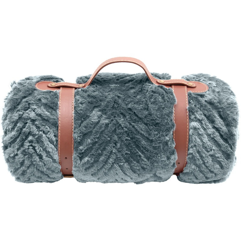 Jeté de voyage 48 po x 60 po en fausse fourrure texturée sarcelle