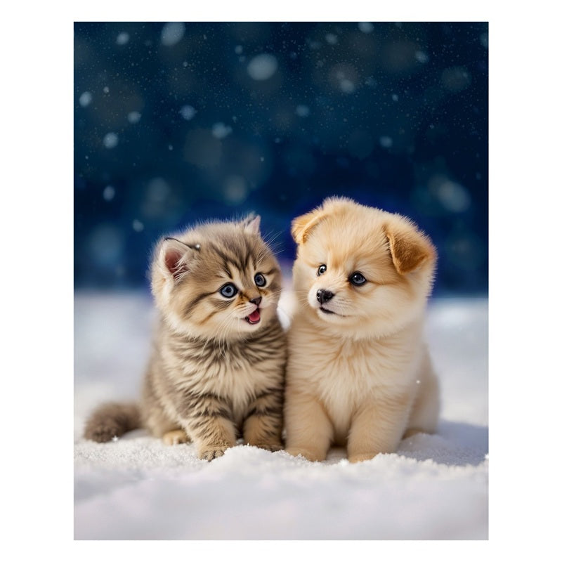 Jeté 48 po x 60 po en microvison imprimé chaton et chiot