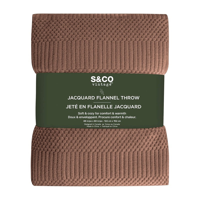 Jeté 48 po x 60 po en flanelle jacquard cèdre
