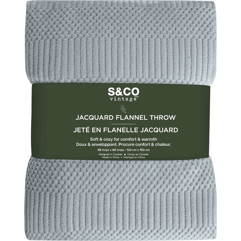 Jeté 48 po x 60 po en flanelle jacquard gris