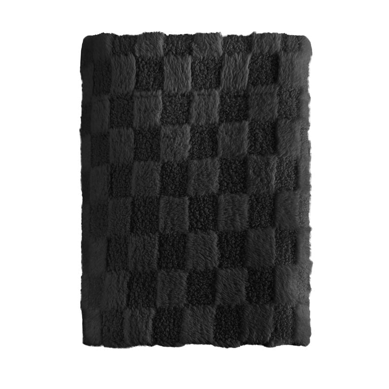 Jeté 48 po x 60 po en fuasse fourrure effet teddy avec revers en sherpa noir