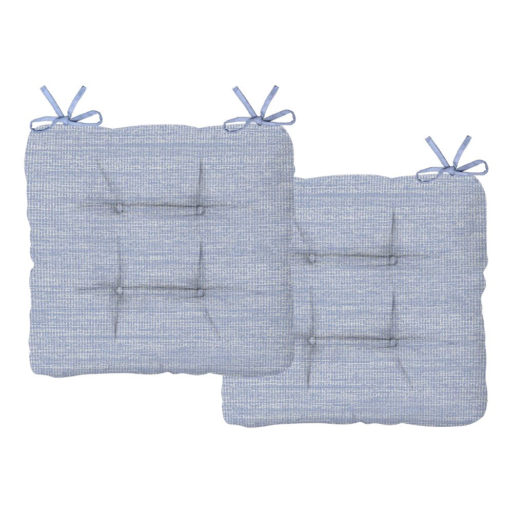 Coussin d'assise extérieur réversible 17 po x 17 po lin bleu