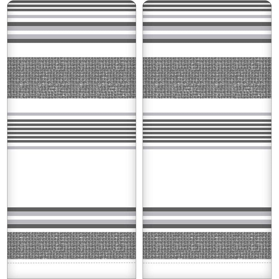 Serviette à mains chinée 16 po x 26 po rayures charbon (paquet de 2)