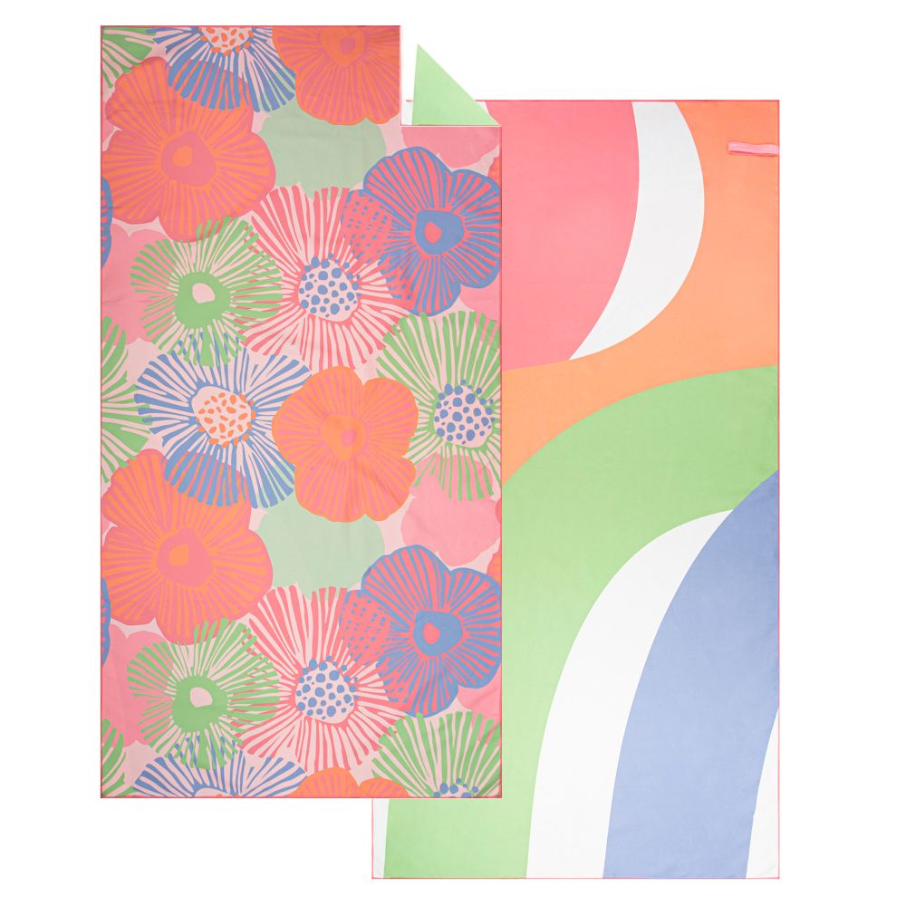 Serviette de plage 32 po x 62 po réversible en microfibre floral rétro