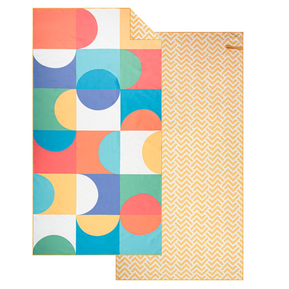 Serviette de plage 32 po x 62 po réversible en microfibre géométrique