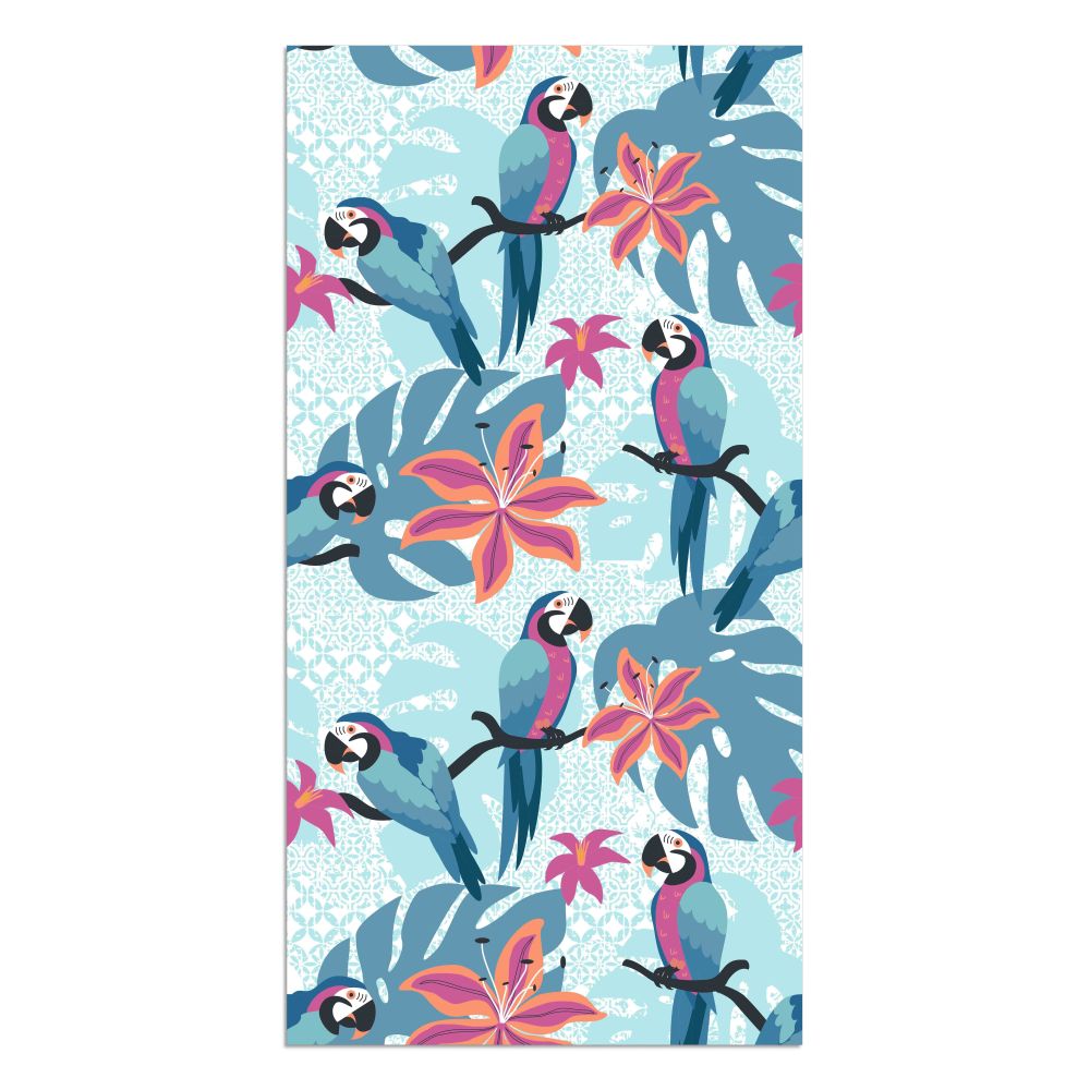 Serviette de plage 32 po x 62 po en velours 100% coton perroquets