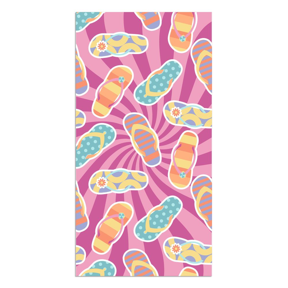 Serviette de plage 32 po x 62 po en velours 100% coton sandales