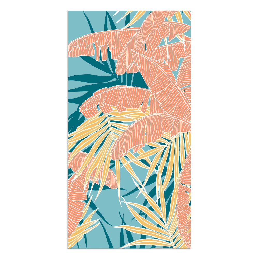 Serviette de plage 32 po x 62 po en velours 100% coton feuilles tropicales