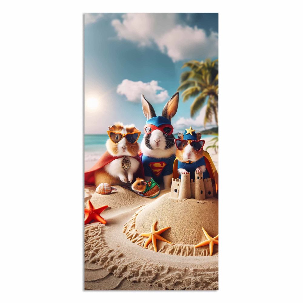 Serviette de plage 28 po x 58 po en velours héros de la plage