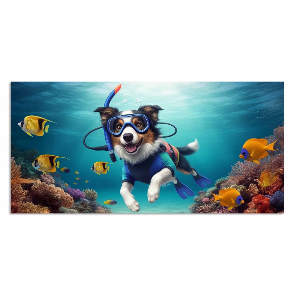 Serviette de plage 28 po x 58 po en velours chien sous-marin