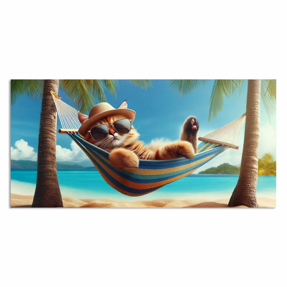 Serviette de plage 28 po x 58 po en velours chat cool