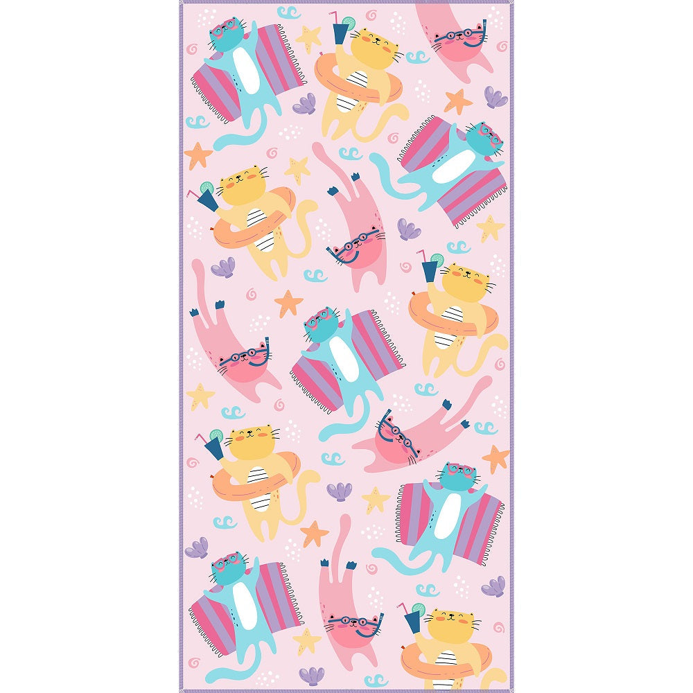 Serviette de plage en microfibre séchage rapide 28 po x 58 po Chats