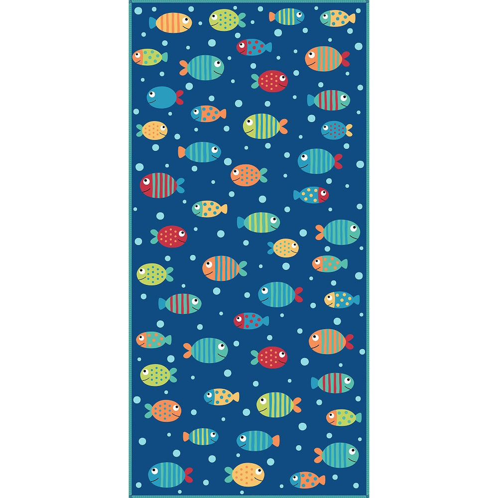 Serviette de plage en microfibre séchage rapide 28 po x 58 po Poissons