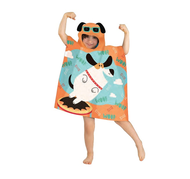 Serviette à capuchon 23,5 po x 47 po chiot à la piscine