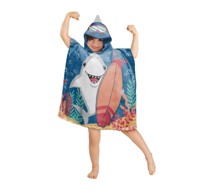 Serviette à capuchon 23,5 po x 47 po requin surfeur