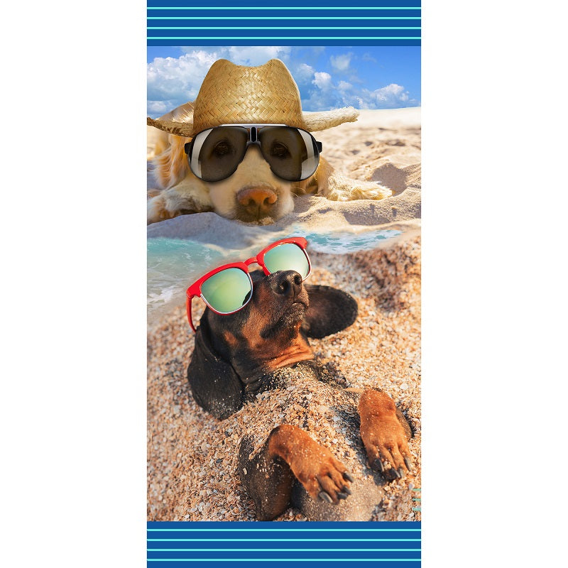 Serviette de plage 28 po x 58 po chien de plage