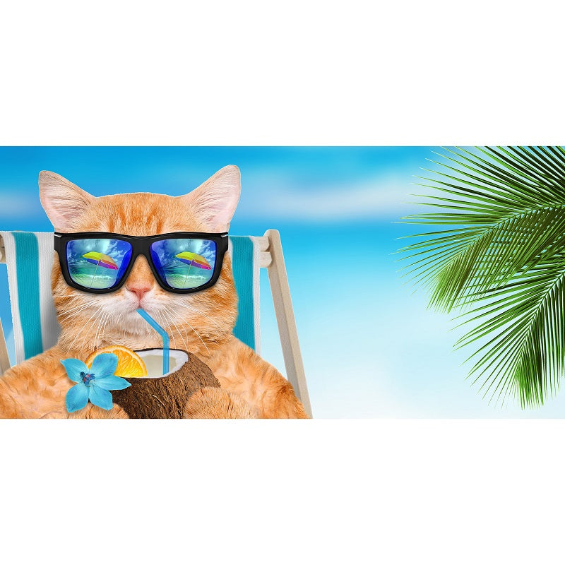 Serviette de plage 28 po x 58 po chat et noix de coco