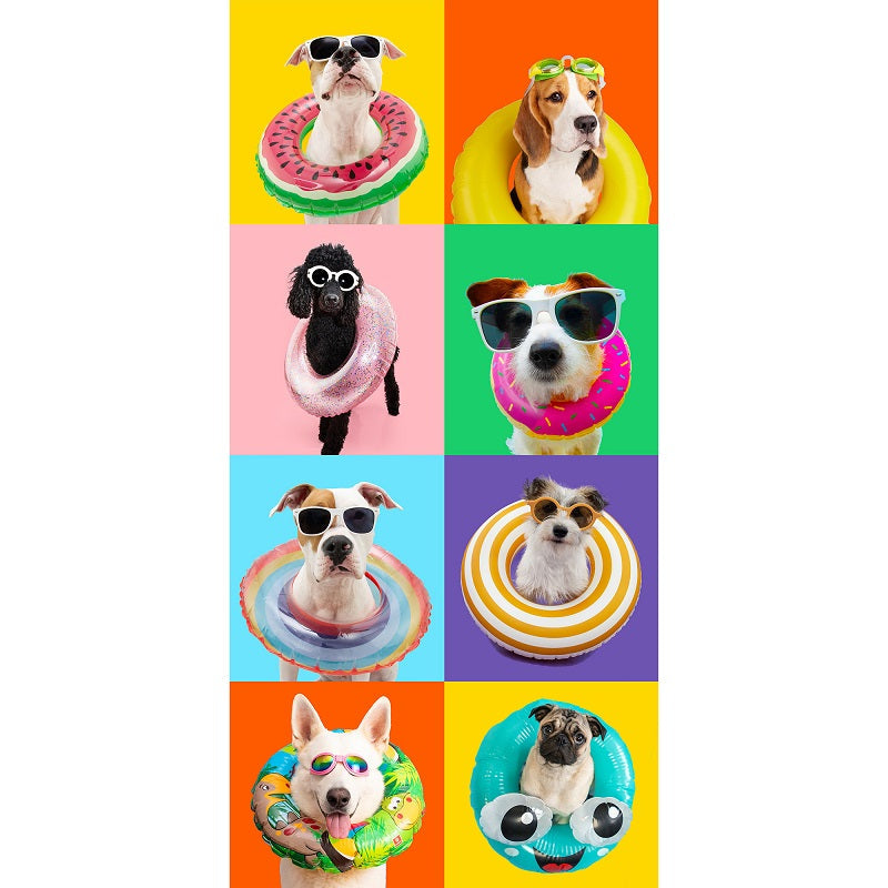 Serviette de plage 28 po x 58 po chiens sympas