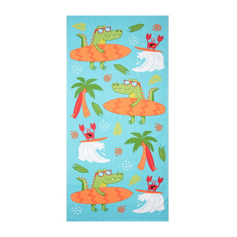 Serviette de plage 28 po x 58 po crocos surfeurs
